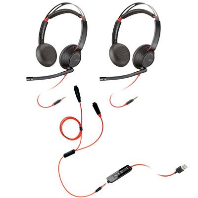 Poly Blackwire 5220 Stereo Hi-Fi USB-C/A Headset (2) & Blackwire